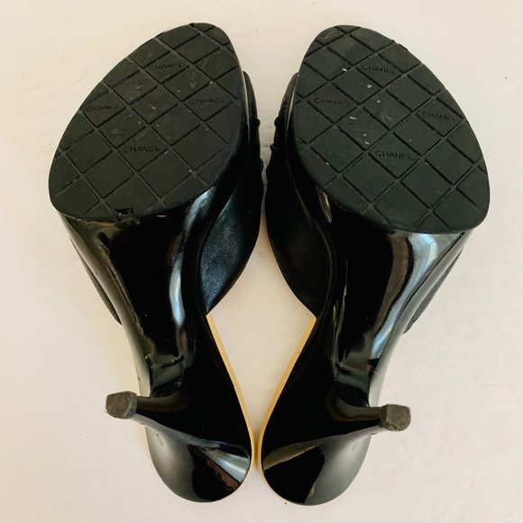 CHANEL LEATHER MULES HIGH HEELS MADE IN ITALY - Picture 6 of 12